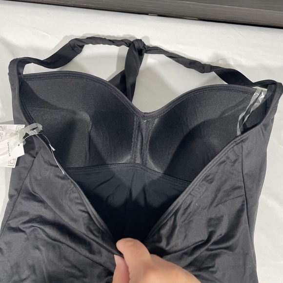 NWT Liz Claiborne [ 16W ] Sweetheart‎ Halter One Piece Swimsuit Black - Picture 7 of 12